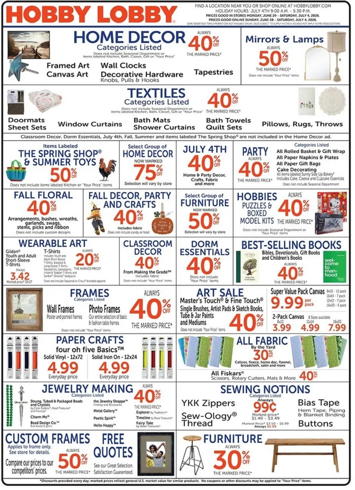 Hobby Lobby Weekly Ad (June 28 – July 4, 2026) Preview - Image 1 June 28 - July 4